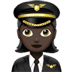 👩🏿‍✈️ woman pilot: dark skin tone display on Apple